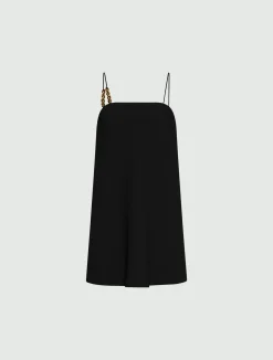 Abito a bustino in envers satin - NERO
