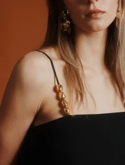 Abito a bustino in envers satin - NERO