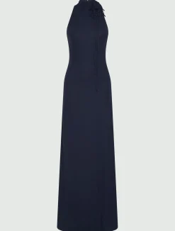 Abito aderente con spilla a fiore - BLU