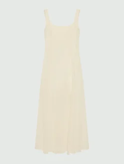 Abito fit and flare in georgette - BIANCO LANA