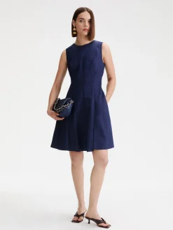 Abito fit and flare in popeline - BLU