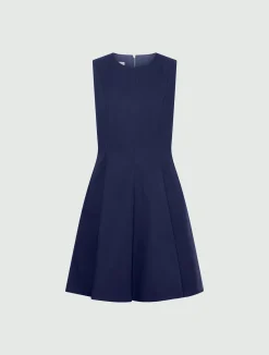 Abito fit and flare in popeline - BLU