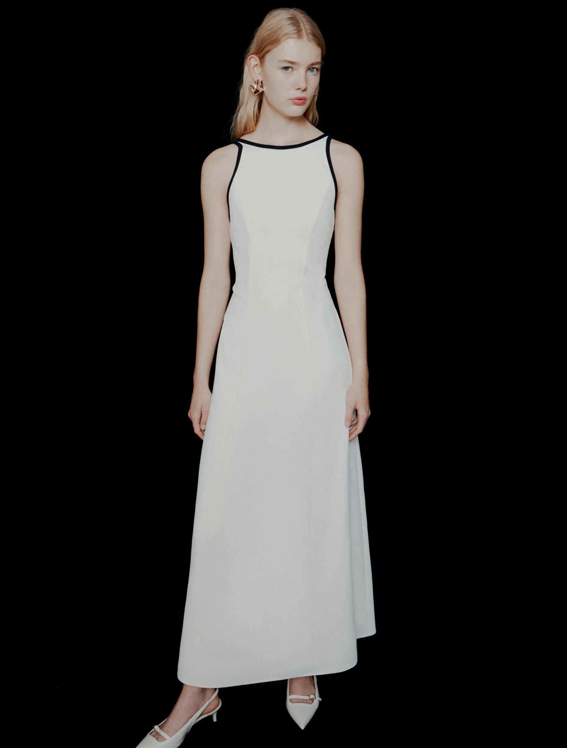 Abito in envers satin con schiena scoperta - BIANCO LANA