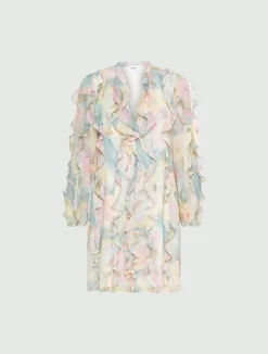 Abito in georgette stampata - AZZURRO