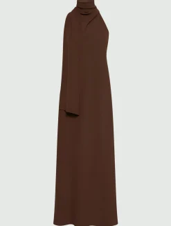 Abito longuette in envers satin - MARRONE