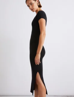 Abito longuette in maglia di viscosa - NERO