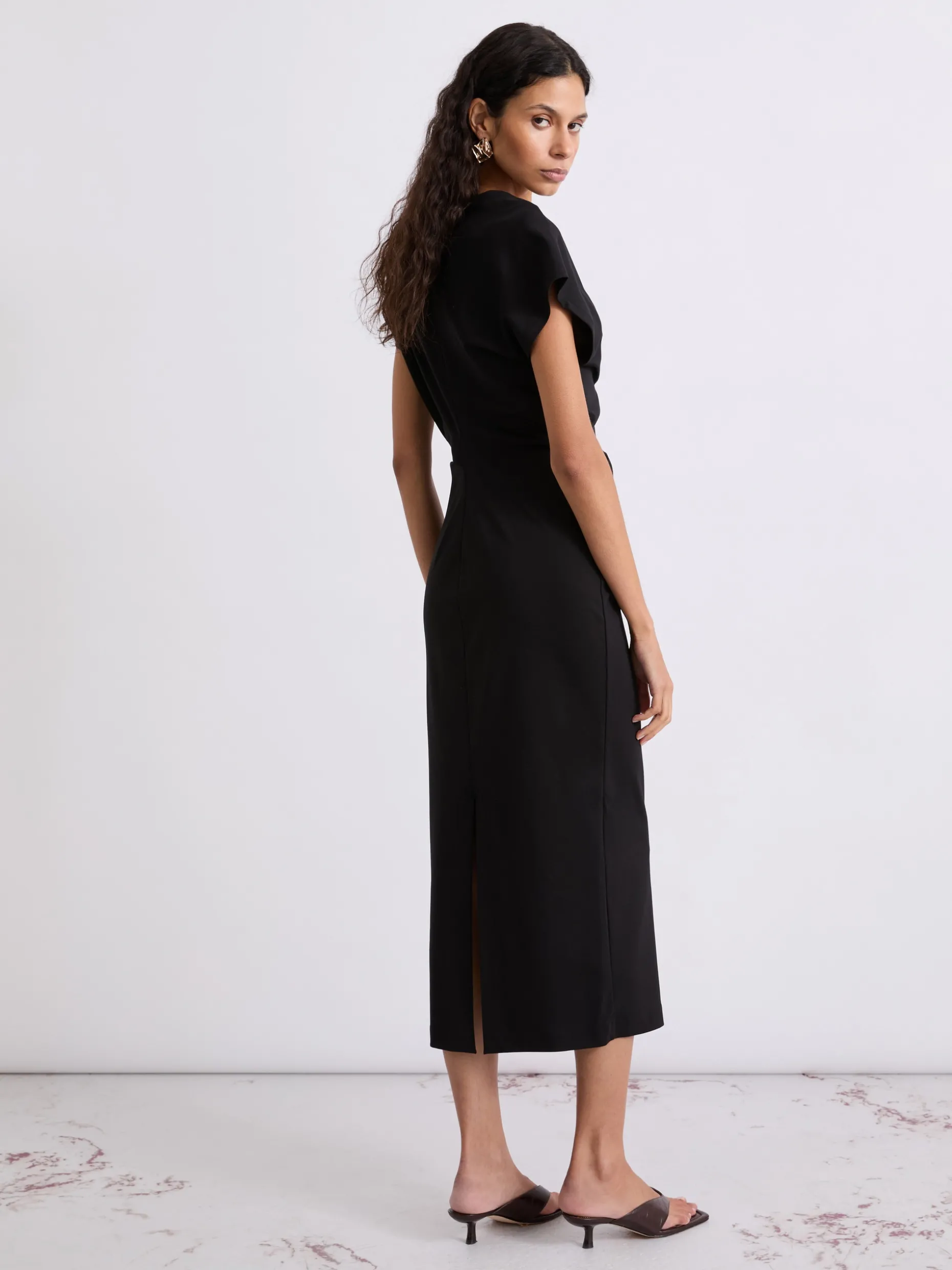 Abito midi in jersey - NERO