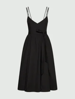 Abito midi in popeline - Nero