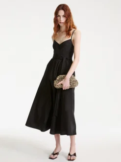 Abito midi in popeline - Nero