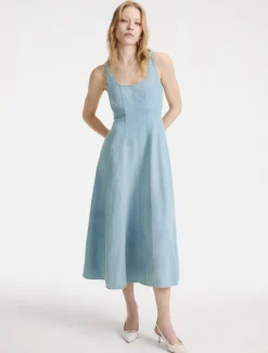 Abito sagomato in denim fluido - BLUE JEANS