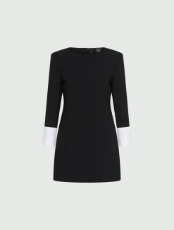 Abito sagomato in envers satin - NERO