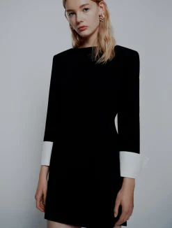 Abito sagomato in envers satin - NERO