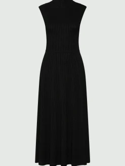 Abito smanicato in maglia a coste - NERO