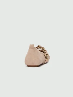 Ballerina in pelle scamosciata con catena - NUDO