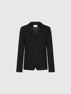 Blazer aderente in tela stretch - NERO