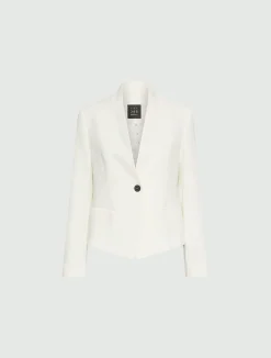 Blazer corto in envers satin - BIANCO LANA
