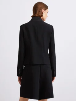 Blazer corto in envers satin - NERO