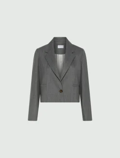 Blazer corto in gabardina - GRIGIO MELANGE