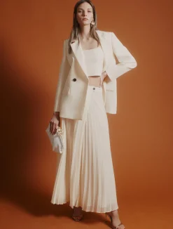 Blazer doppiopetto in envers satin - BIANCO LANA