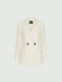 Blazer doppiopetto in envers satin - BIANCO LANA
