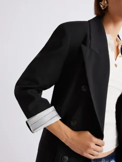 Blazer doppiopetto in pura lana - NERO
