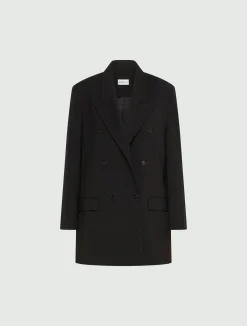 Blazer doppiopetto in pura lana - NERO