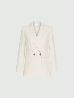 Blazer doppiopetto in tela stretch - BIANCO