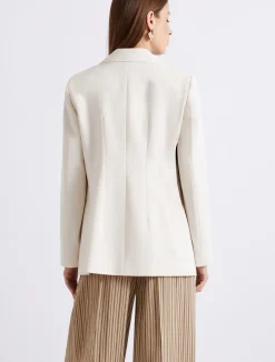 Blazer doppiopetto in tela stretch - BIANCO