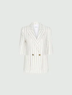 Blazer dritto in lino - BIANCO