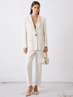 Blazer dritto in tela stretch - BIANCO