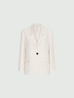 Blazer dritto in tela stretch - BIANCO