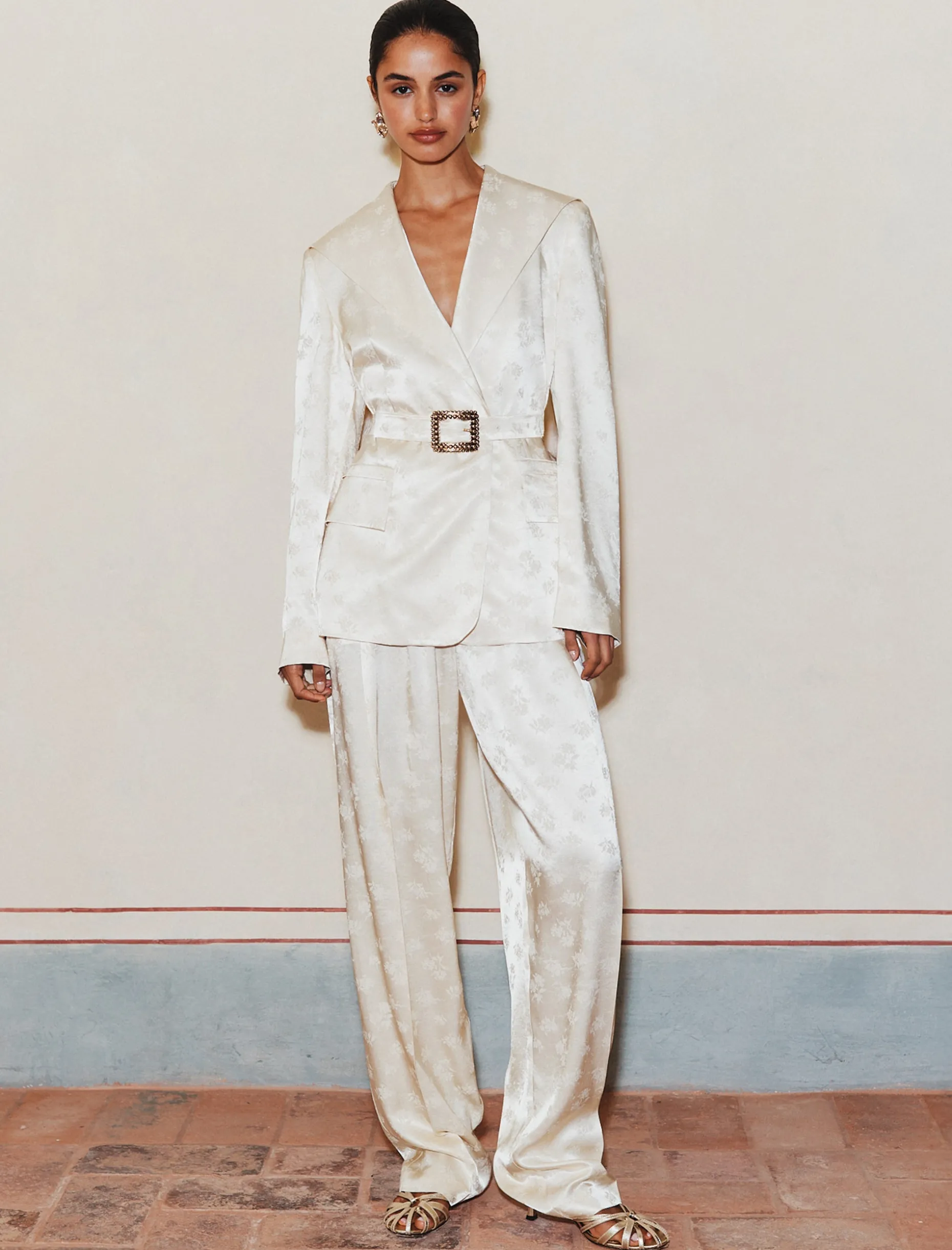 Blazer in jacquard di viscosa - BIANCO LANA