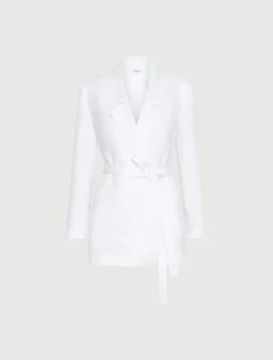 Blazer in lino delavé - BIANCO OTTICO