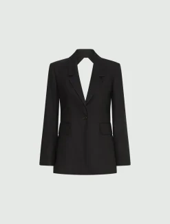 Blazer in misto viscosa stretch con oblò - NERO