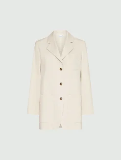 Blazer in popeline di cotone - GHIACCIO