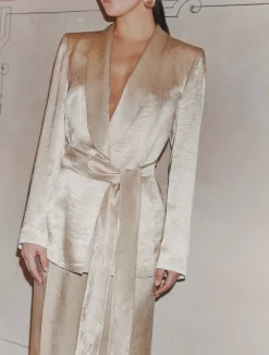 Blazer in raso leggero - NATURALE