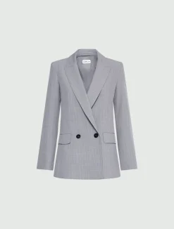 Blazer in tela stretch effetto malfilé - GRIGIO CHIARO MELANGE