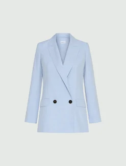 Blazer in tela stretch effetto malfilé - AZZURRO