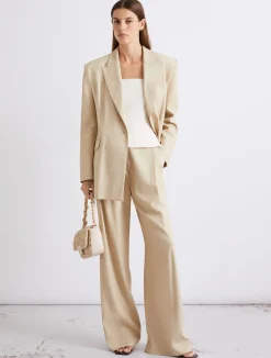 Blazer in twill di misto viscosa stretch - BEIGE