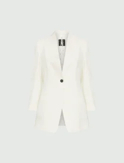 Blazer lungo in envers satin - BIANCO LANA