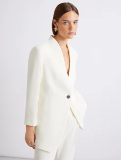 Blazer lungo in envers satin - BIANCO LANA