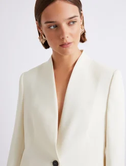 Blazer lungo in envers satin - BIANCO LANA