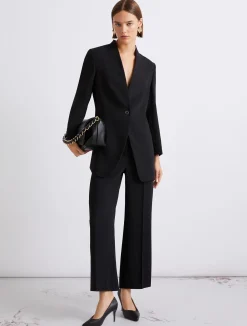 Blazer lungo in envers satin - NERO