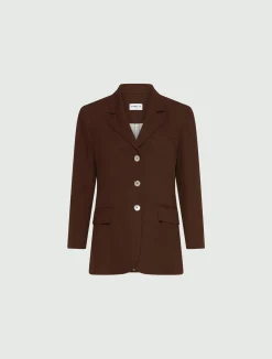 Blazer monopetto in misto lino - MARRONE