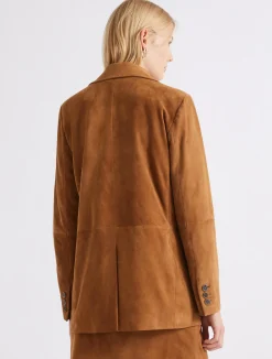 Blazer semiaderente in camoscio - CAMMELLO