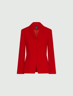 Blazer semi aderente in envers satin - ROSSO