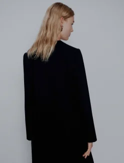 Blazer senza collo in envers satin - NERO