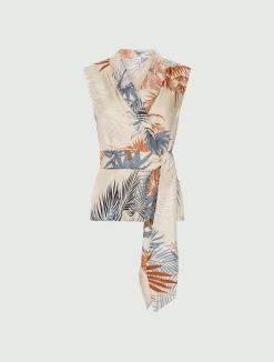 Blusa a portafoglio in seta - PANNA