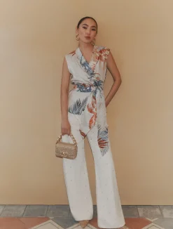 Blusa a portafoglio in seta - PANNA