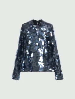 Blusa con paillette - BLU